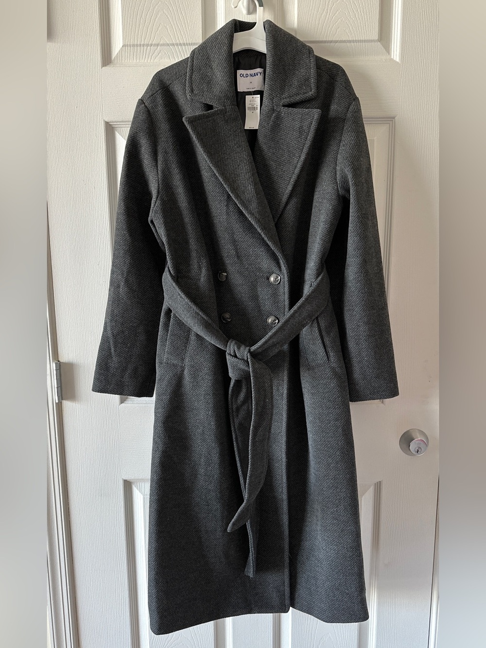 Old Navy Women’s Oversized Belted Coat, Heather Grey, Medium, NWT